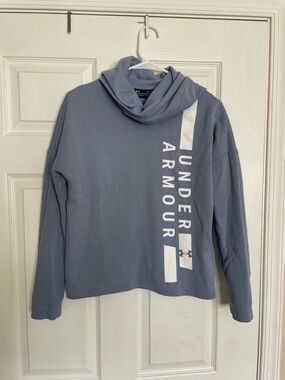 Under Armour Women's XS Blue Logo Funnel-Neck Crop Sweatshirt